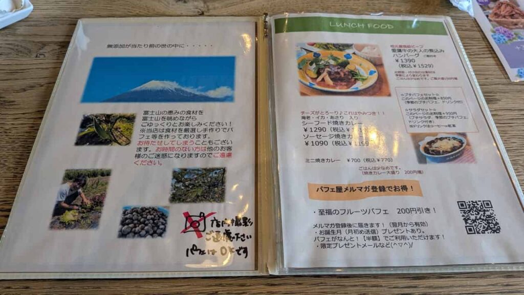 至福のフルーツパフェ屋のランチメニュー
